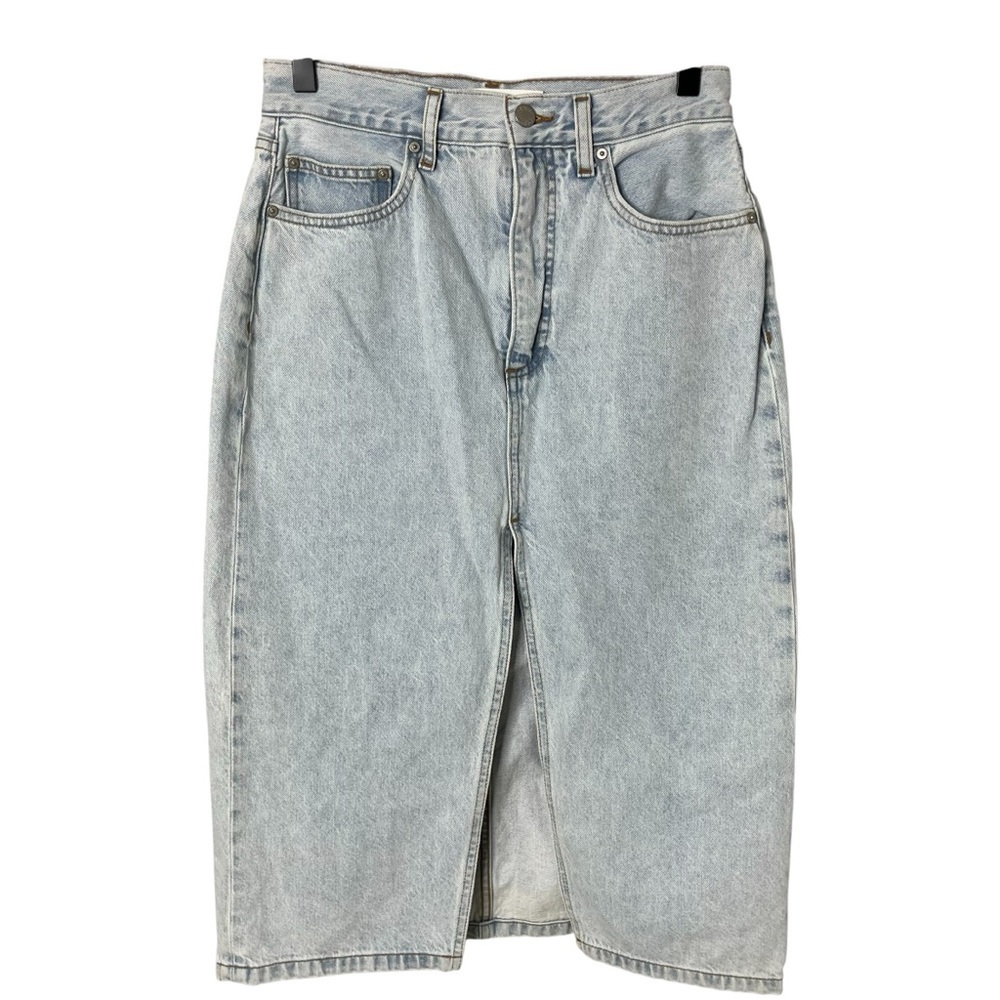 Denim Forum Aritzia The 90’s Halle Denim Midi Skirt Light Wash Size 27 - Picture 3 of 8